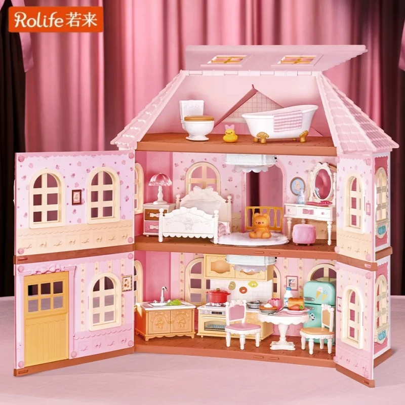 Rolife Haley Island Fairy Rose Cottage Building Blocks DIY Miniature House Kit 3D Puzzle Assembly Model Mini Dollhouse Toys Gift