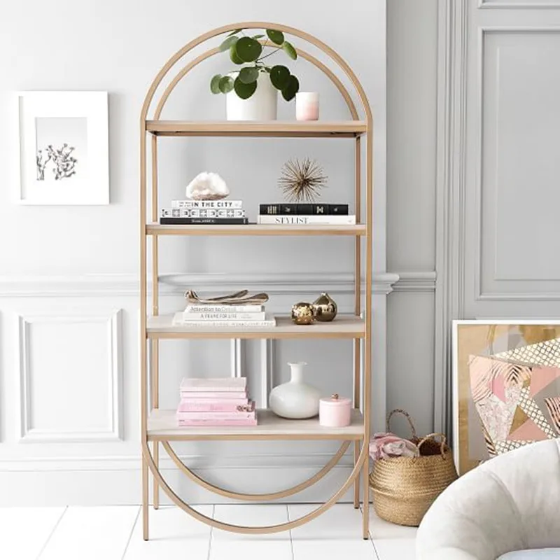 Factory custom living room rack wrought iron industrial style Nordic floor bookshelf cross-border indoor metal flower