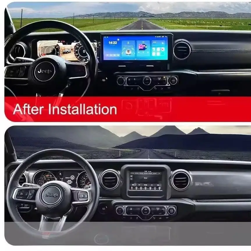 Android14 New Upgrade Dual Screen Multimedia Radio LCD Dashboard Digital Cluster Carplay For Jeep Rubicon For Jeep Wrangler JL