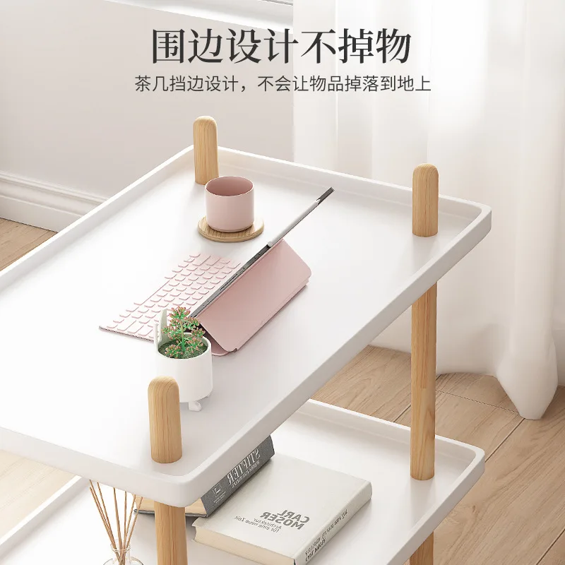 Trolley Mobile Sofa Edge Bedside Coffee Table Small Table Bedside Table Simple Mini Solid Wood Side Table Corner Table