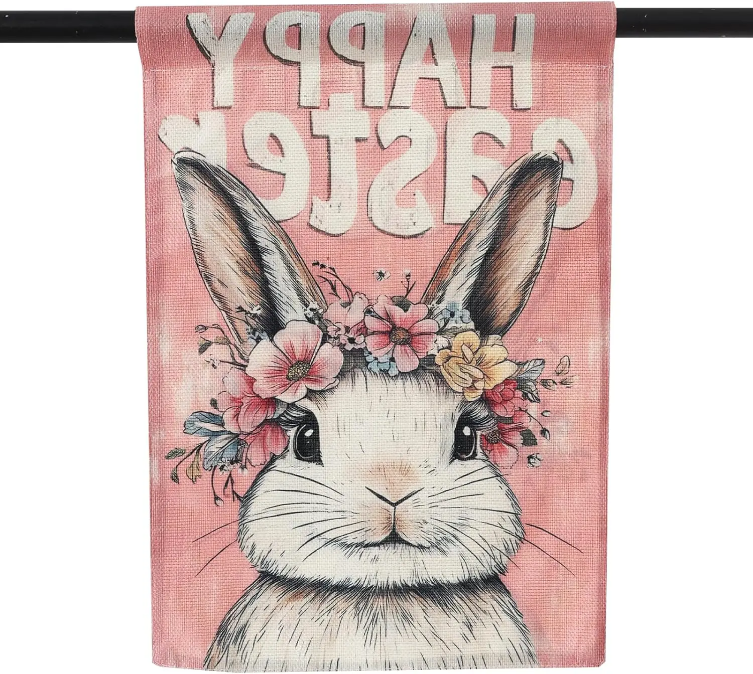 12 x 18 Inches Easter Bunny Flag Outside,Easter Garden Flag,Spring Garden Flag Burlap Flag Outdoor Farmhouse （pink) ZZM