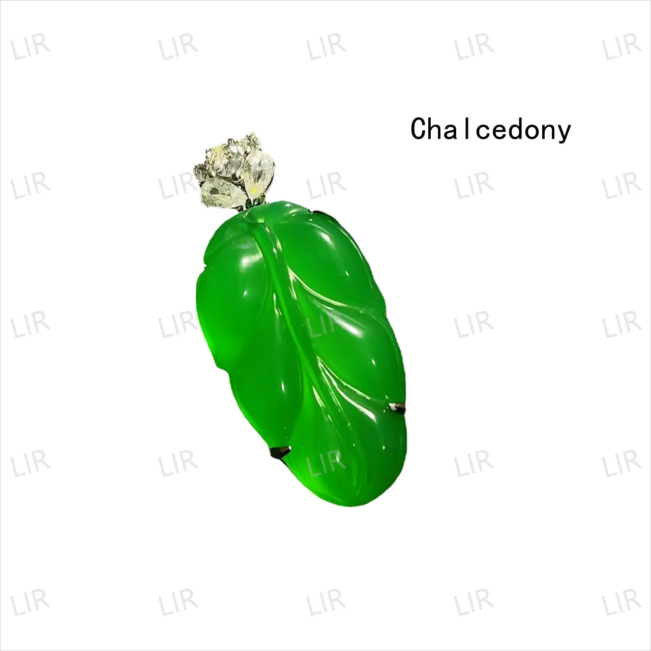 

LIR 925 Silver-Plated High Ice Green Chalcedony Leaf Agate Pendant Necklace - Trendy, Loved by Mature Women Must-Have
