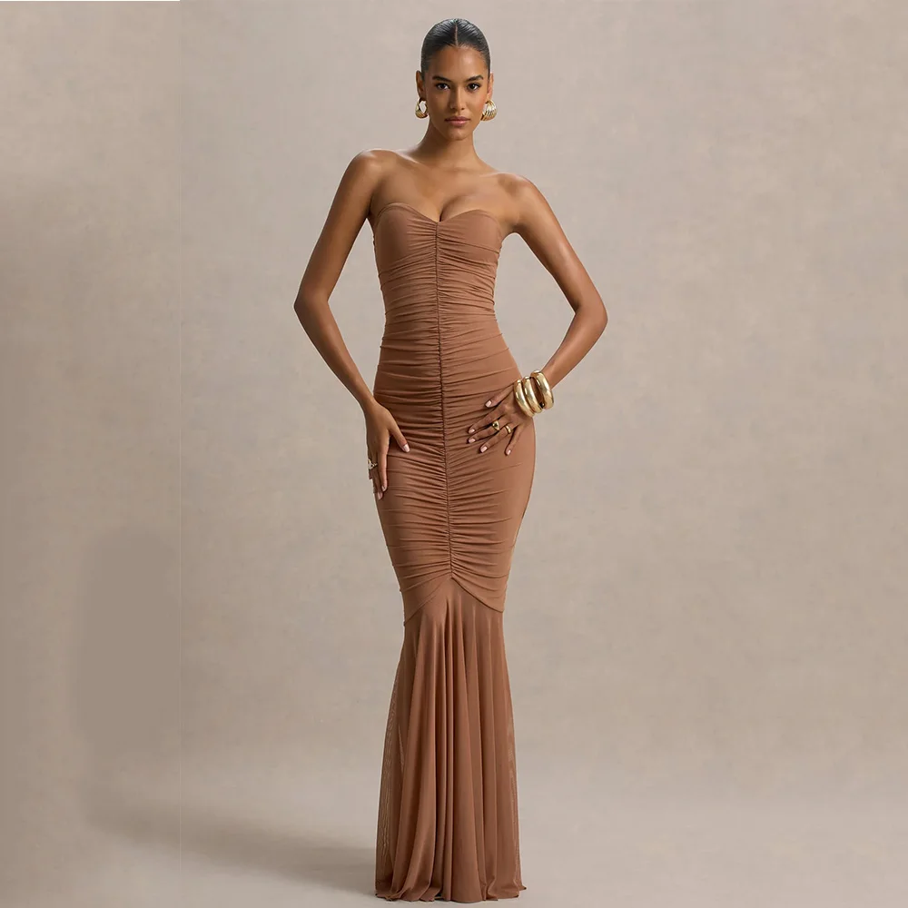 فستان مثير للحفلات من الجيرسيه بطول الأرض على شكل قلب بدون أكمام للحفلات الراقصة حورية البحر فيستدوس دي فييستا مخصص #1