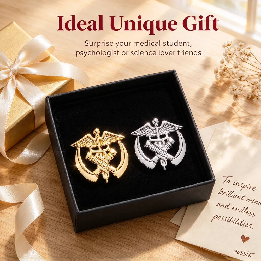 Catuni Medical Brooch Pins Caduceus Laryngoscope Brooch Intubation Badge Classic Psychology Surgery Jewelry Gifts