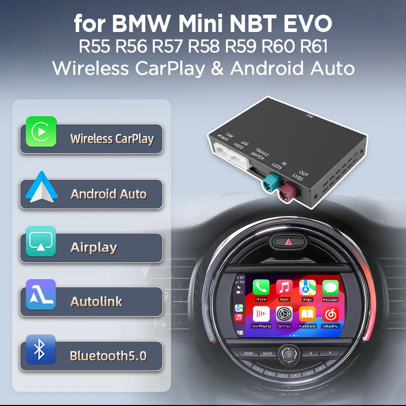 Adattatore Wireless CarPlay Android Auto Cestovet per BMW Mini R55 R56 R57 R58 R60 R61 F54 F55 F56 Clubman Countryman Cooper John Cooper Works Sistemi Intelligenti per Auto con Navigazione