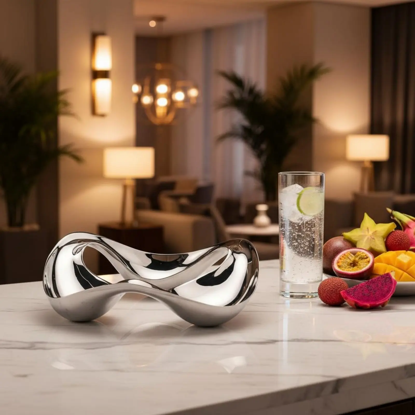 Nordic Fruit Tray Mirror Finish Divided Serving Dish Tableware Easy to Clean Homeware Reusable for Hotel, Restaurant