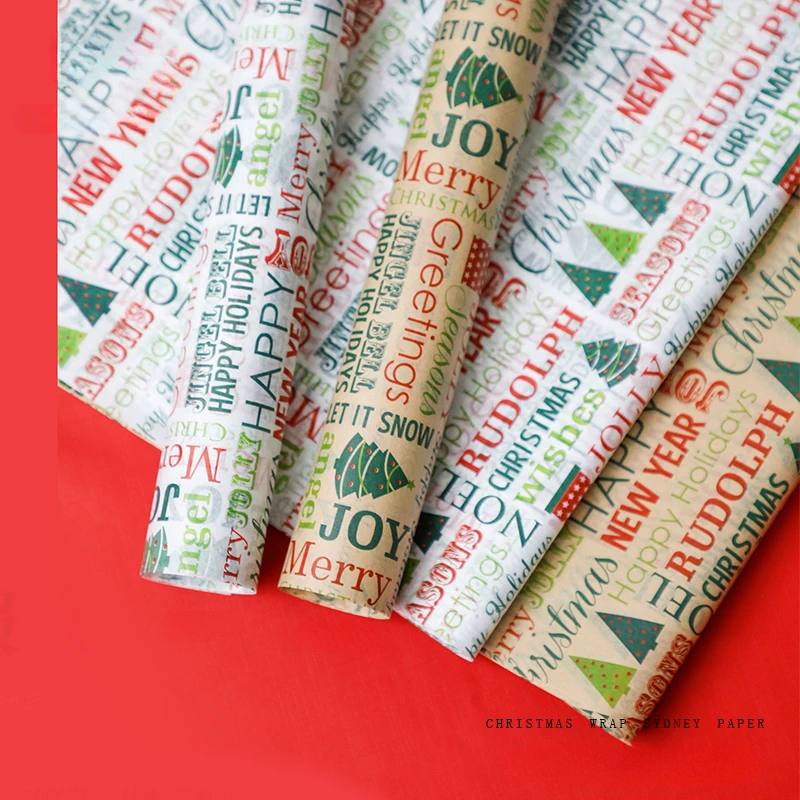 20pcs 50x70cm Christmas Newspaper Tissue Paper Christmas Gift Wrapping Paper Coloured Paper