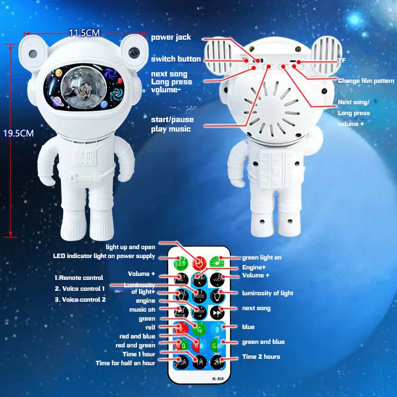 Astronaut starry sky projection lamp