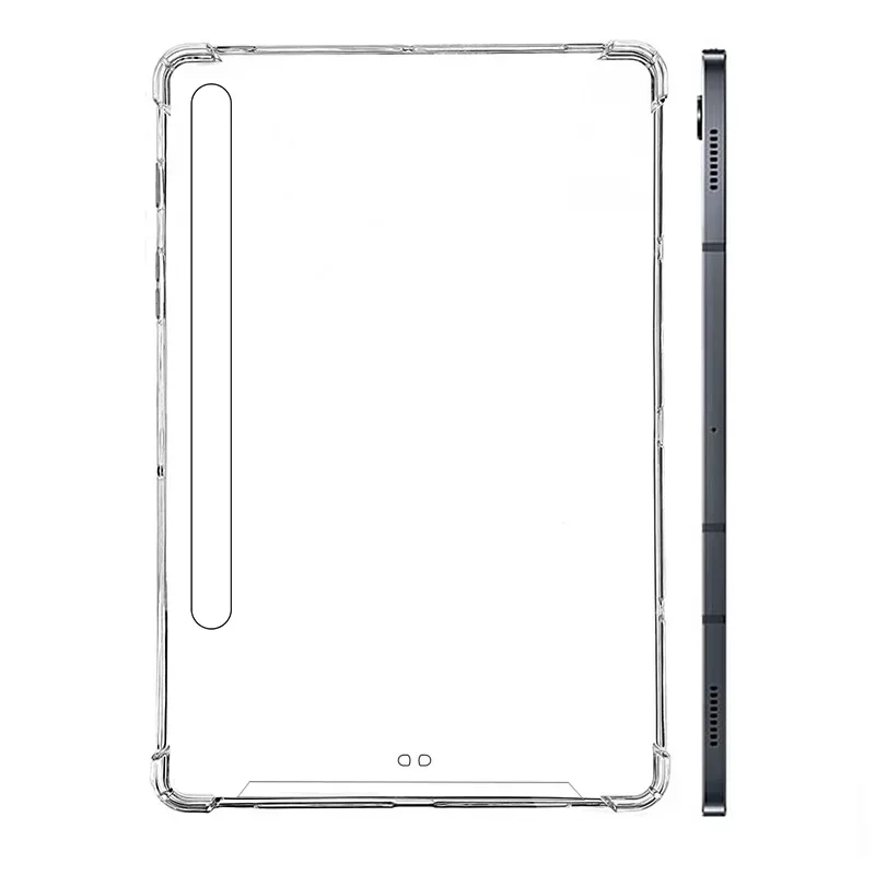 Silicon Case For Samsung Galaxy Tab S7 Fe S8 Plus + 12.4 11 SM-T870 X700 X800 T730 S6 Lite Clear Transparent Soft TPU Back Cover