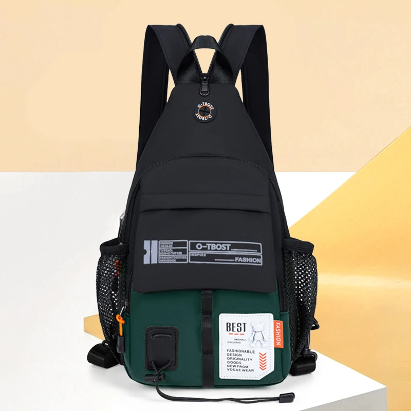 New fashionable men's contrasting single shoulder bag,multifunctional outdoor crossbody bag, large capacity waterproof chest bag