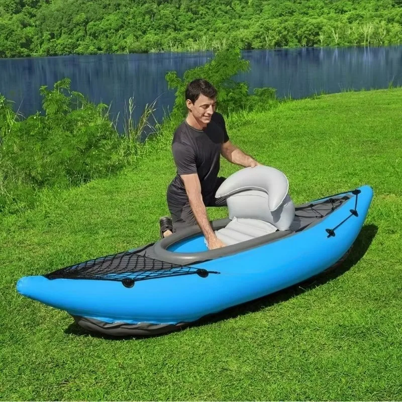 Thickened Pvc Inflatable Kayak, Multi Purpose Design, Can Be Used As Single Or Double Person Boat For Outdoor Fishing