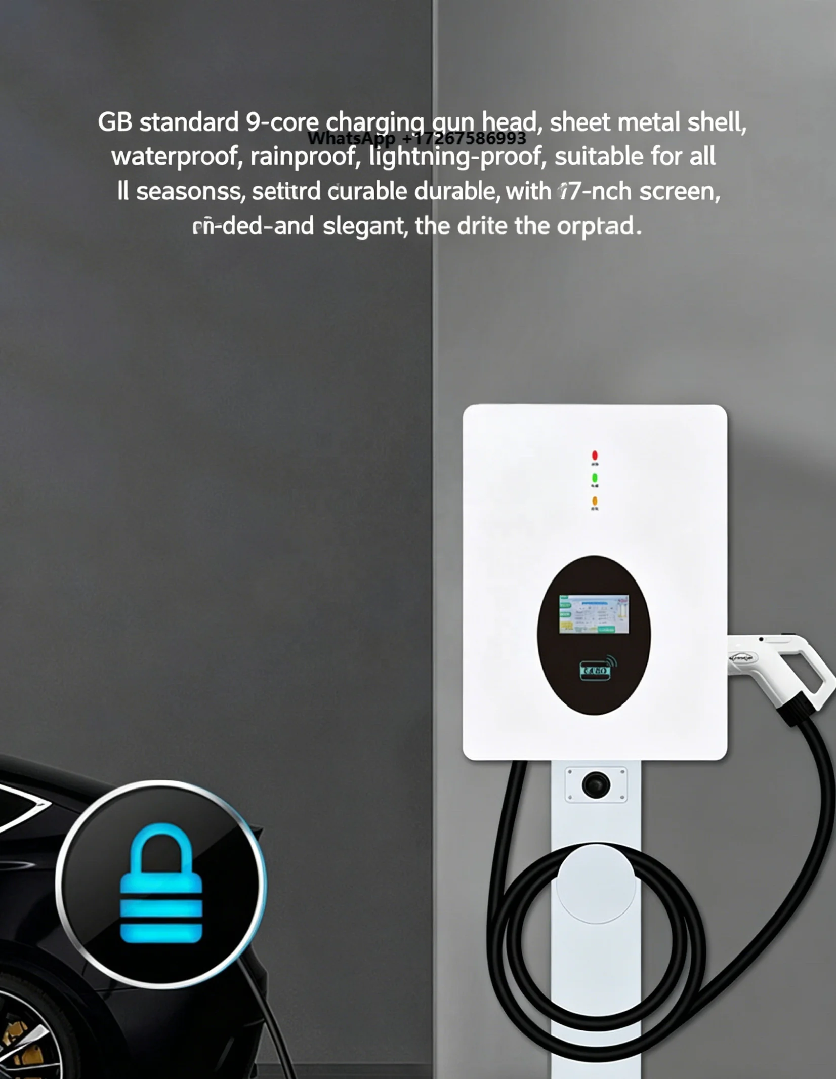 30kW Energy Saving DC Charging Pile Single Wall Mount with AC380V Input White/Black for Office Buildings