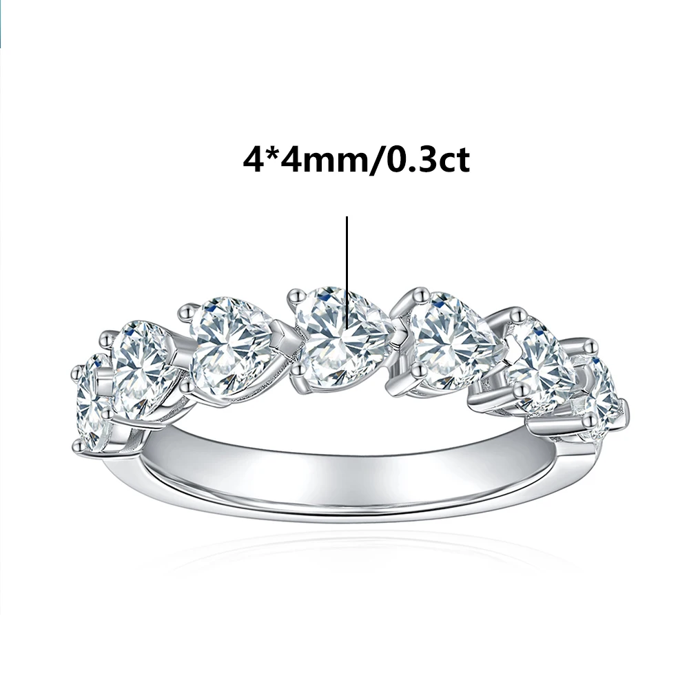 

Full 4mm Heart Shape Original Moissanite S925 Silver Ring for Her Romantic Daily Wear Anniversary Birthday Jewelry Present