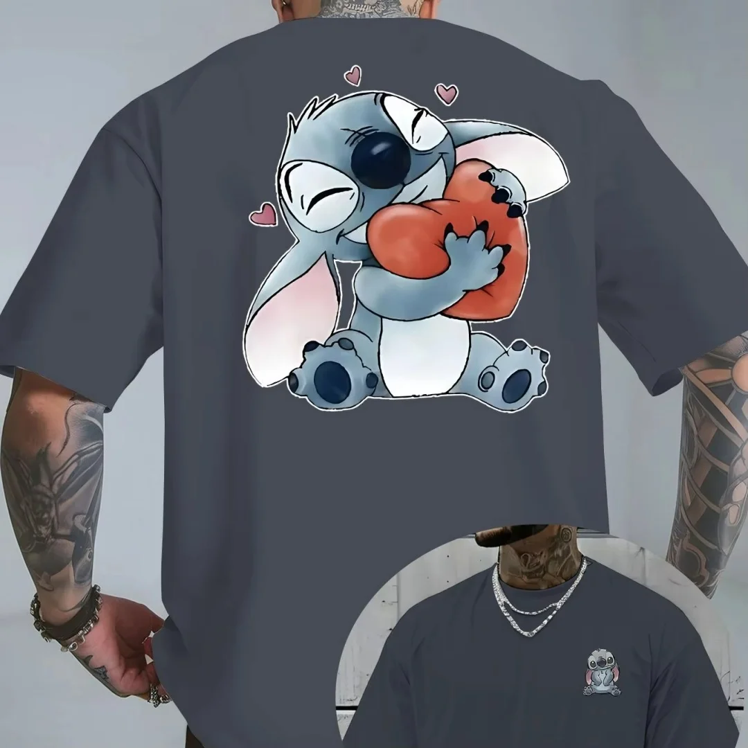 Camiseta de manga corta con gráfico de Stitch de Disney, moda deportiva de verano, Camiseta de algodón puro para hombre, ropa para niños, camiseta Y2k para mujer