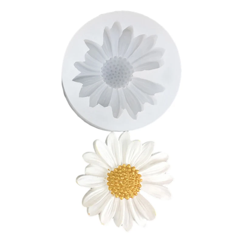 Daisy Chamomile Flower Silicone Mold With Hole Car Aromatherapy Epoxy Handmade Soap Candle Mold DIY Decoration Candy Icing Mold