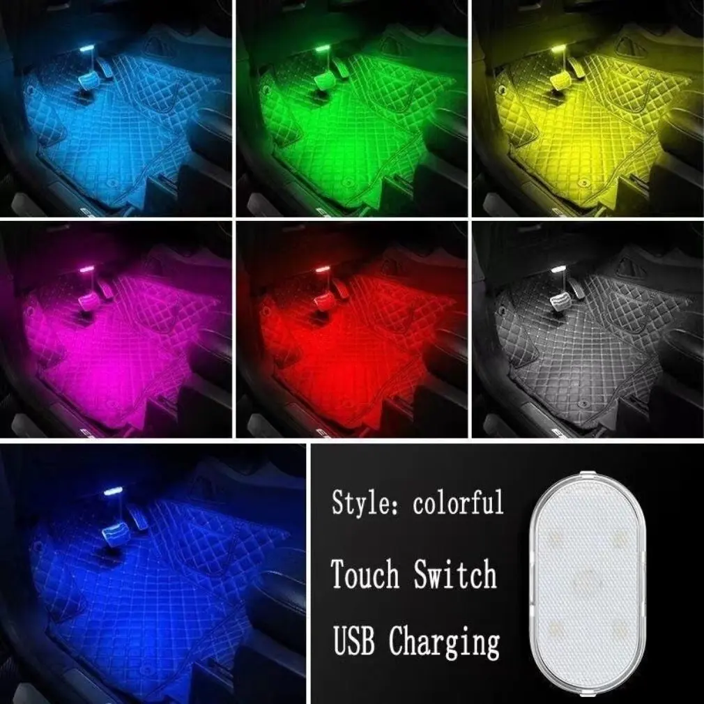 Luz de techo Interior de coche con Sensor táctil, Mini lámpara LED de lectura, imanes de techo, lámpara de ambiente de carga USB