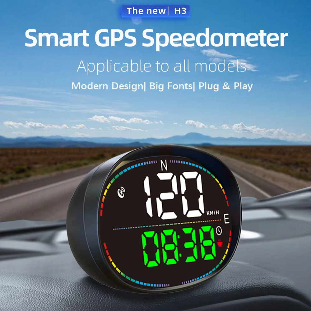 WiiYii H3 GPS Car HUD Speedometer Head Up Display Multiple interfaces On-board Computer Speed Alarm Gadgets for All Car