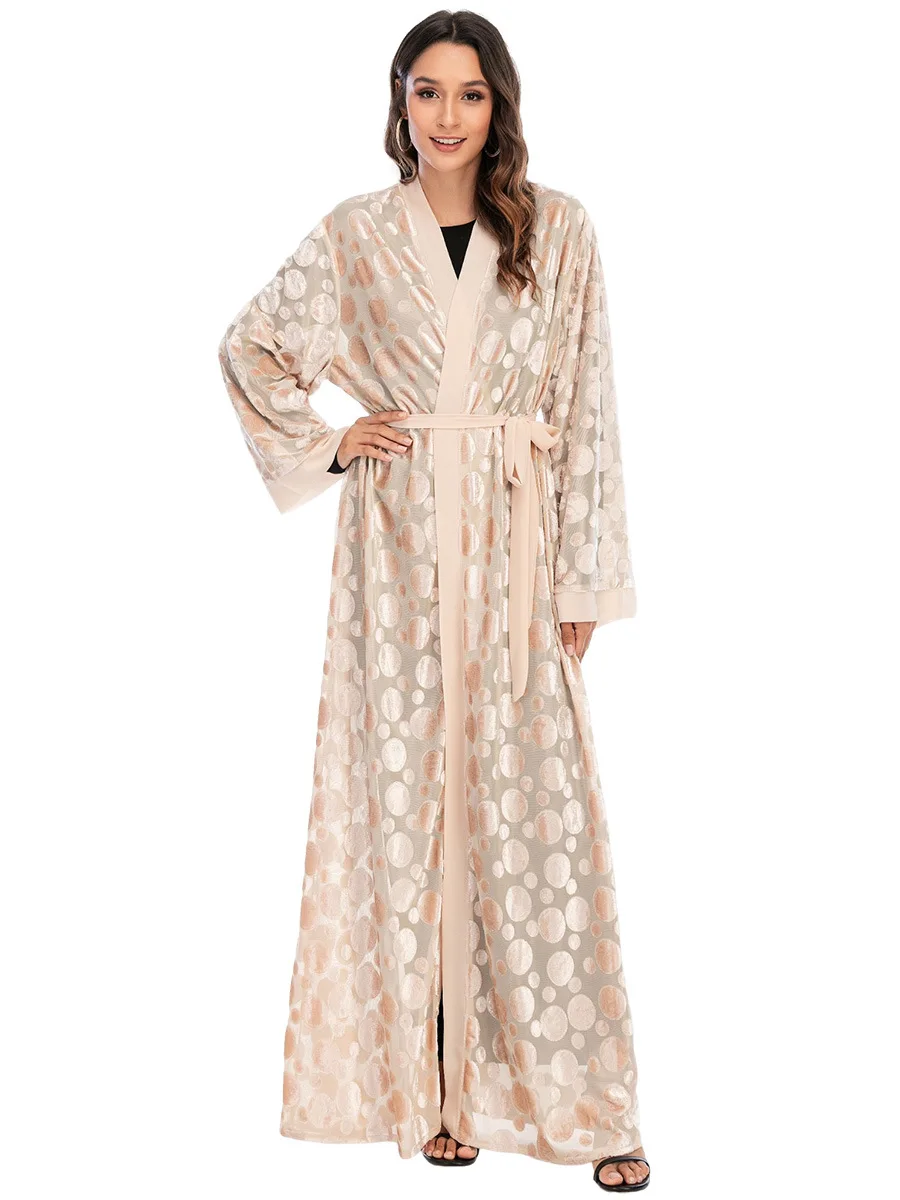 

Cardigan Abaya for Women Elegance Lace-up Kaftan Abaya Dubai Muslim Dress Print Robe Femme Caftan Marocain Qatar Islam Clothing