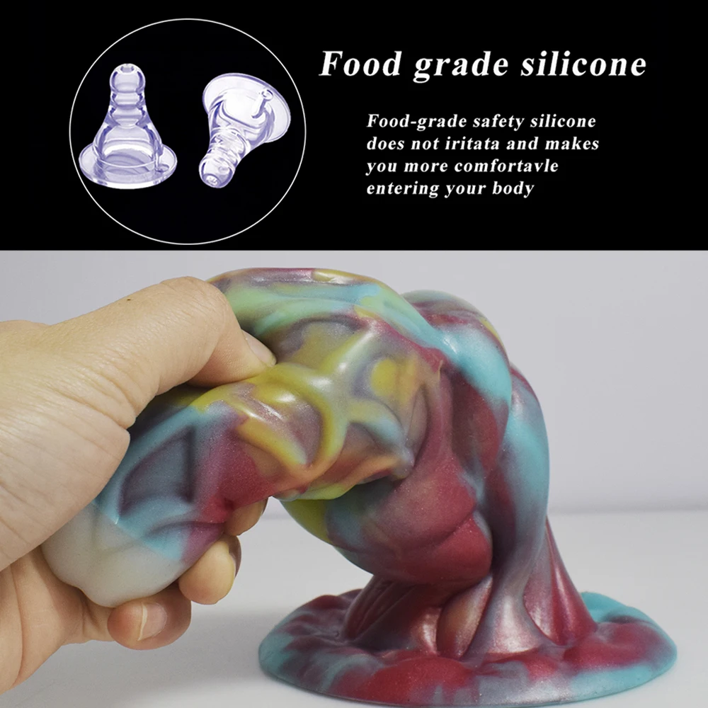 QKKQ Soft Silicone Fantasy Dildo with Strong Suction Cup Realistic Alien Penis Big Knot Butt Plug Anus Sex Toys For Men Women