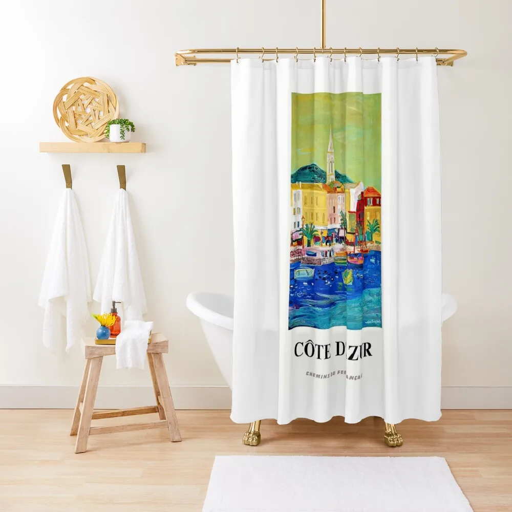 

france Chemins de Fer Franais, Cte d'Azur Roger BEZOMBES 1966 Shower Curtain Cover Bathroom Deco Anime Bathroom Curtain