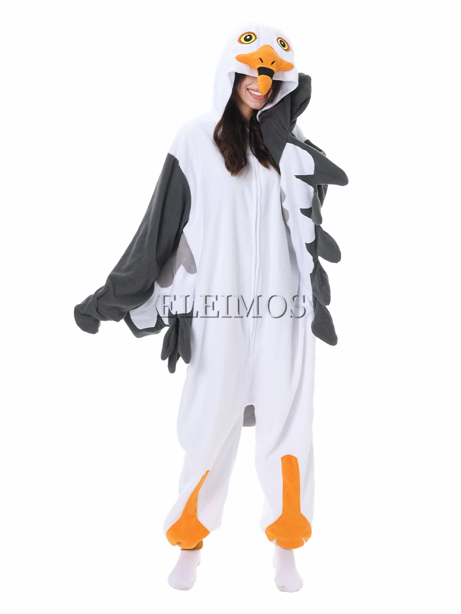 ELEIMOS Halloween Onesie Seagull For Women Men Adult Animal Kigurumis Pyjamas Cartoon Pajama Homewear Cosplay Costume