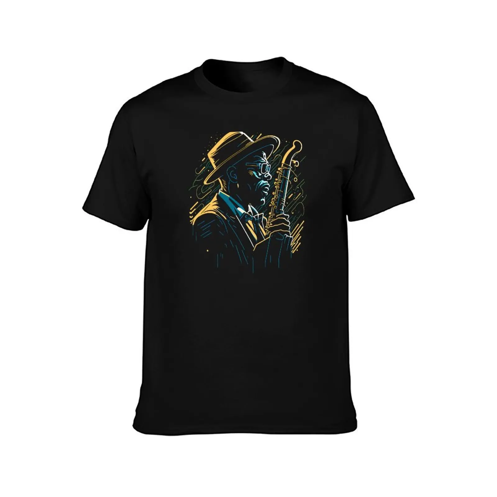 Timeless Jazz: Portrait of a Wise Musician T-Shirt Work Casual Loose Fit T-Shirt