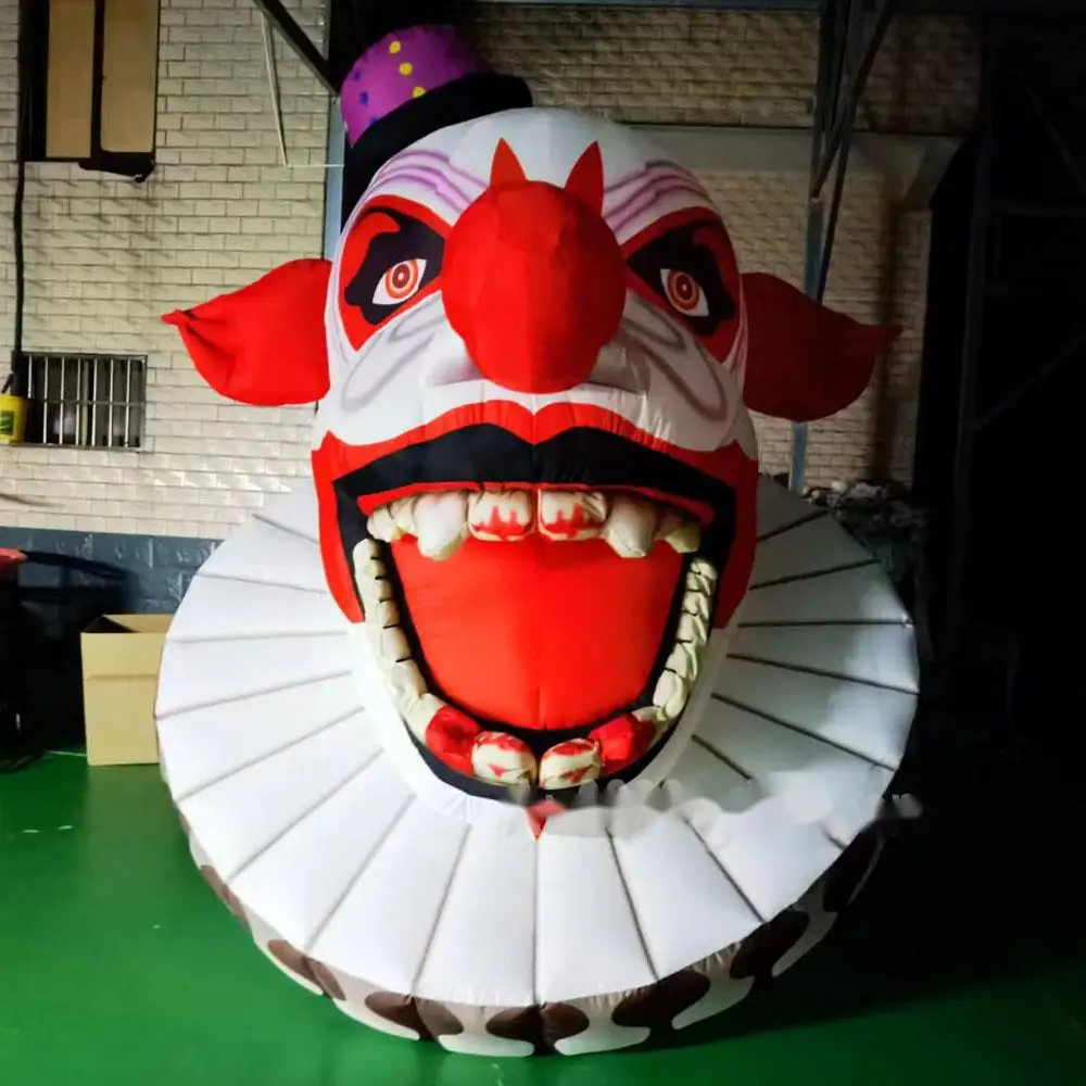 Giant Halloween Decoration With Led Lights Scary Inflatable Clown Mask Ghost Head For Party Decor