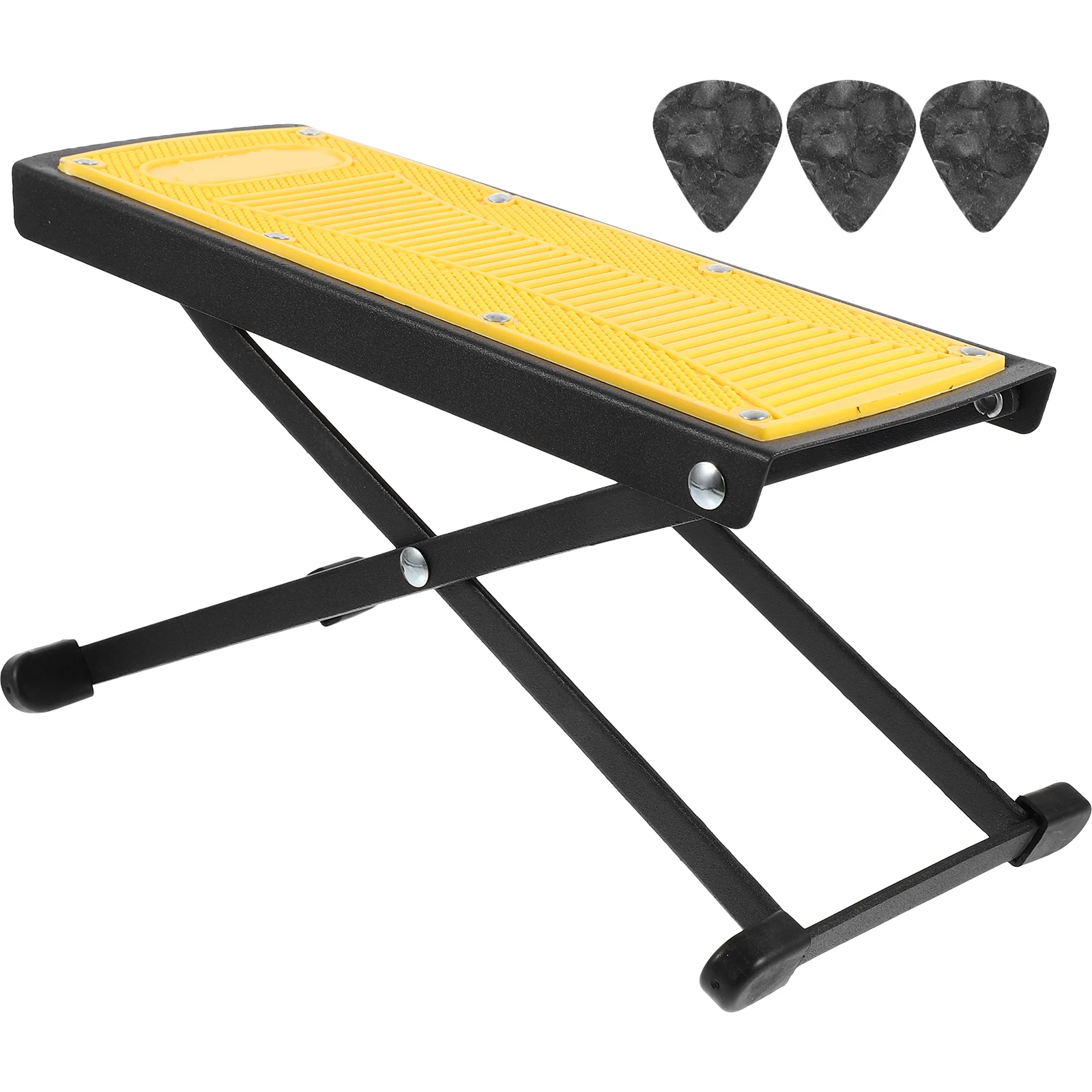 

Guitar Pedal 6 Levels Foldable Footstool Black Yellow Non Slip Rubber Support Adjustable Height Classical Acoustic Guitar