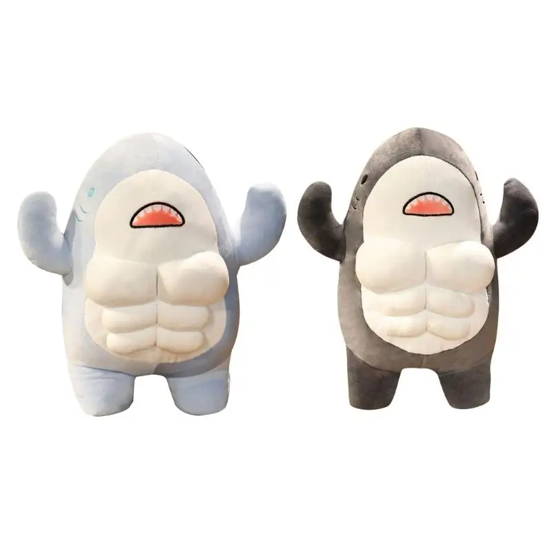 Muscle Shark Plush Stuffed Animal Figure Dolls Kids And Adult Toy for AllAges, Perfect for Snugglingand Display