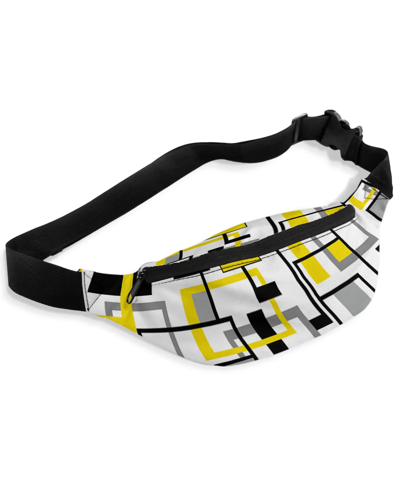 Nordic Retro Medieval Geometric Abstract Yellow Men Women Waist Bag Fanny Pack Belt Bag Wallet Pouch Waterproof Banana Hip Bags