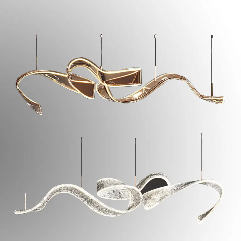 Lustre de streamer acrílico de mesa de areia, arte de engenharia não padrão original e moderno