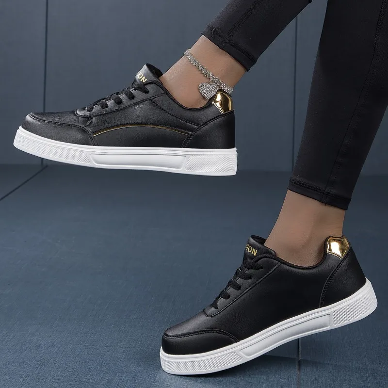

YRZL White Shoes Women Sneakers High Quality Waterproof Leather Casual Ladies Shoes Trend Flat White Tennis Shoes for Woman