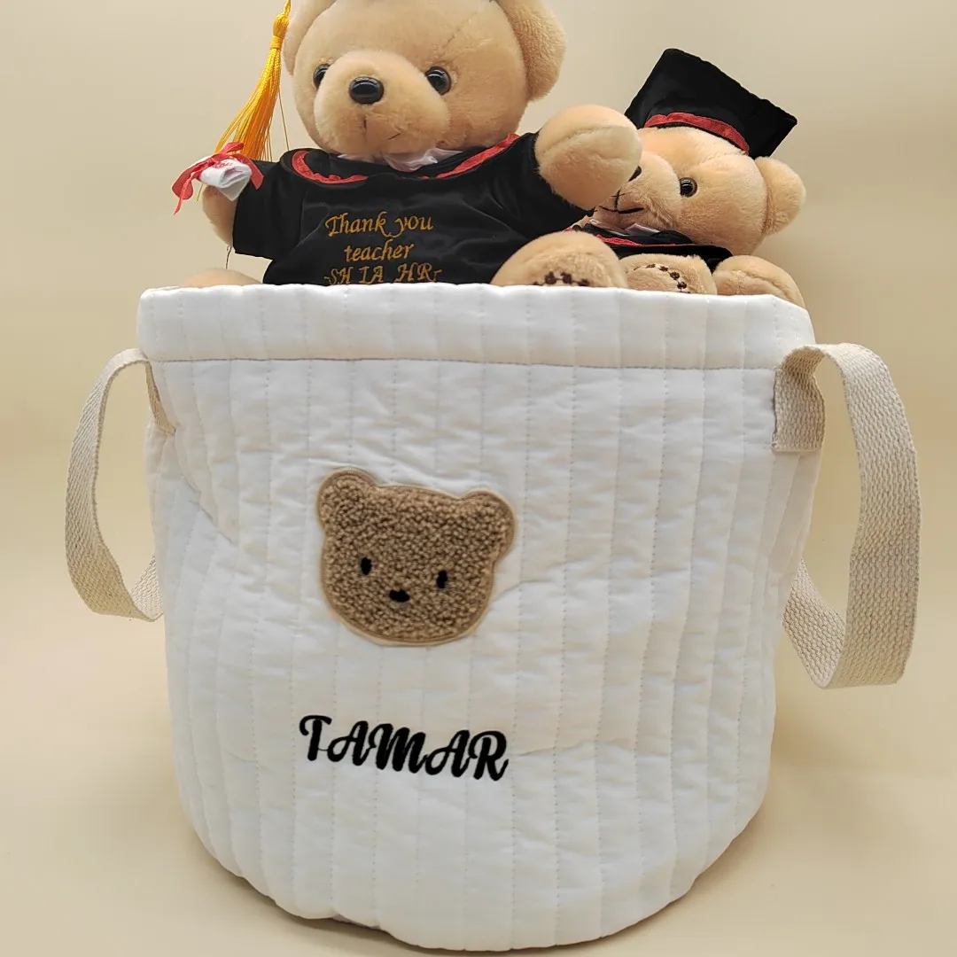 Personalized Name Storage Organizer Basket With Animal custom Baby Toys Storage Basket Personalized Baby Diaper Sorting Basket