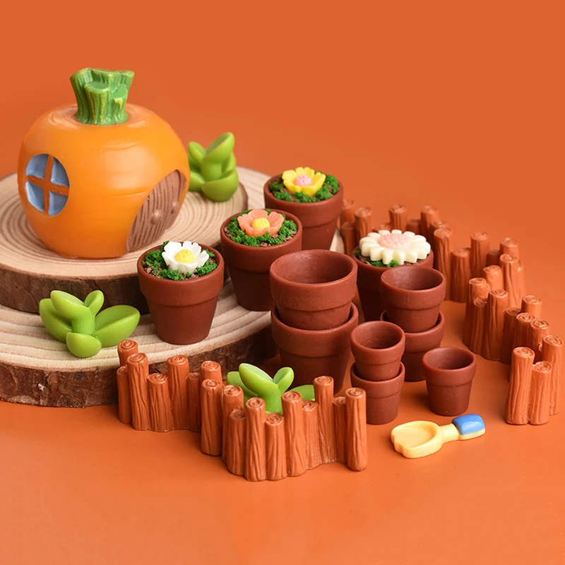 Accesorios en miniatura para casa de muñecas, Mini maceta, muebles de simulación, modelo de juguete, decoración para casa de muñecas, 10 Uds.