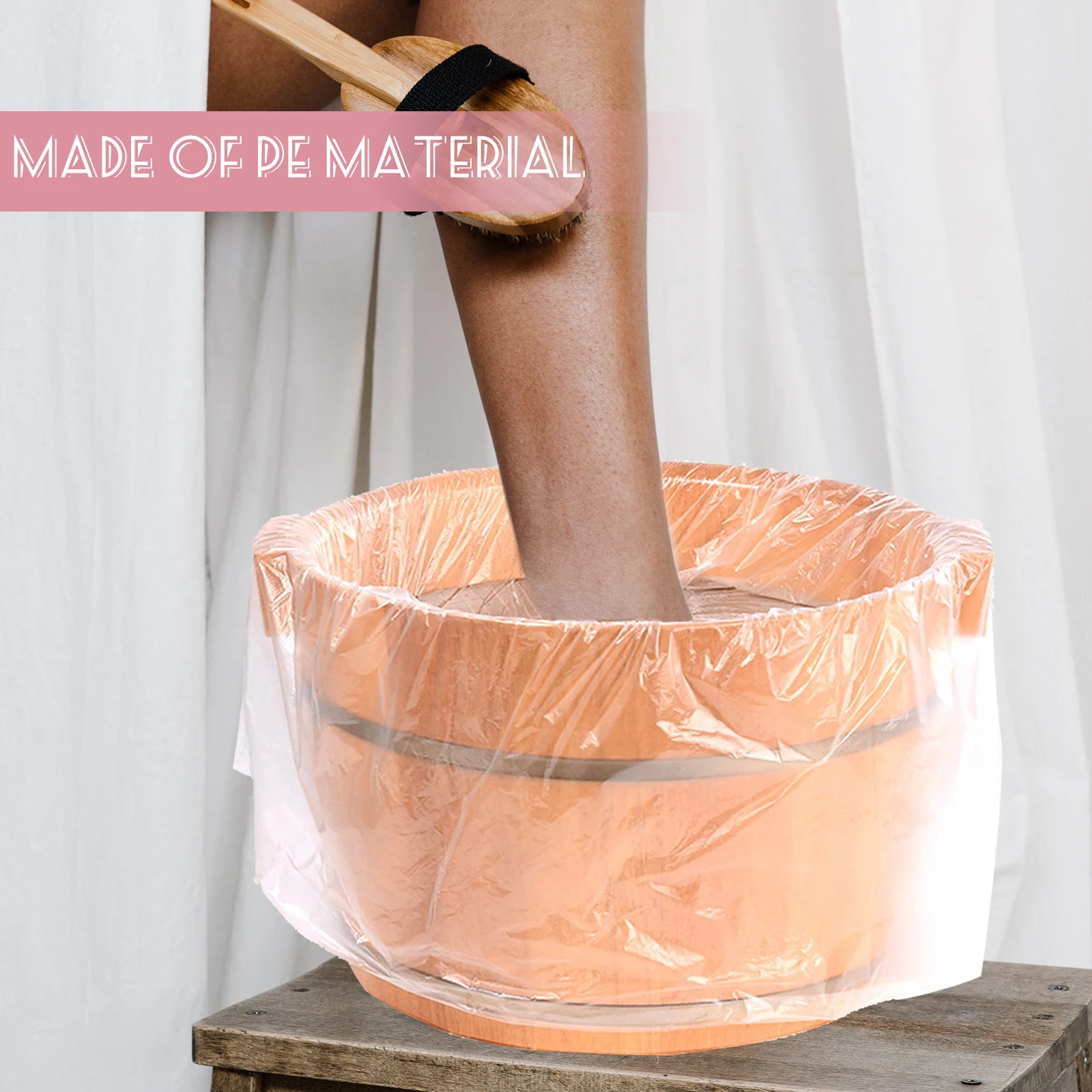 

100pcs Disposable Foot Bath Liners PE Thick Basin Bag for Pedicure Salon SPA Tub Travel Kit Practical Plastic Tub Liner for Home
