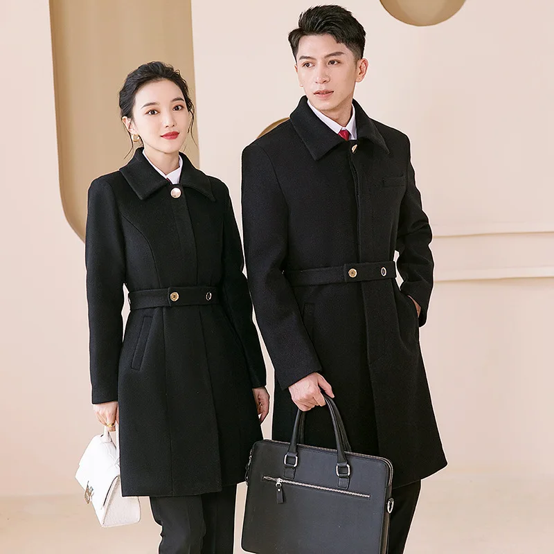 Woolen Professional Tailored Suit Coat Autumn and Winter Korean Style Unisex Wear Hotel Front Desk Welcome Sales Work Cloth