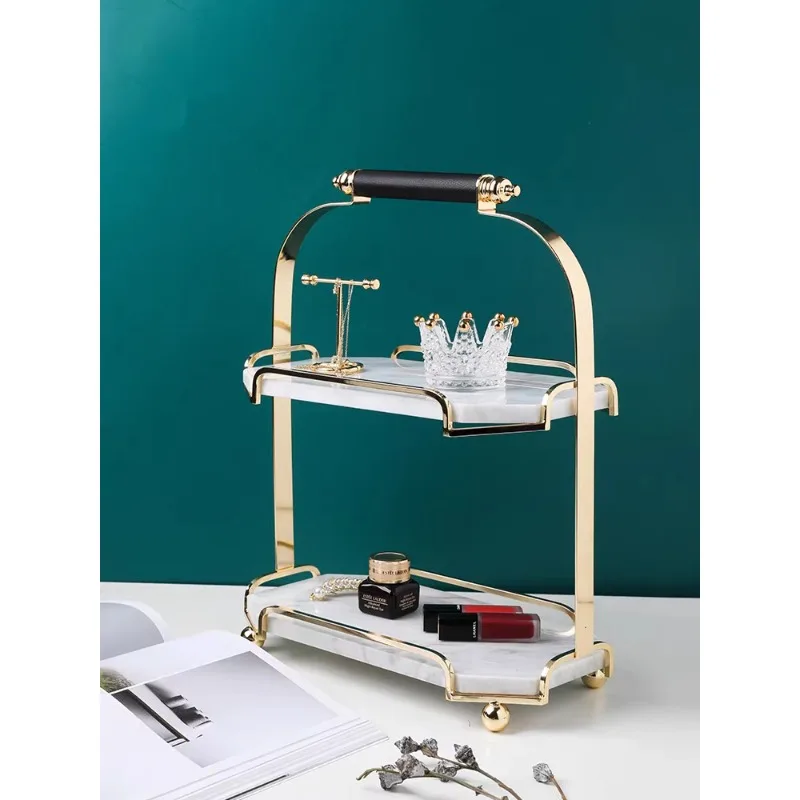 

ins Nordic natural marble cake rack, afternoon tea dessert table display shelf, light luxury double-layer storage tray