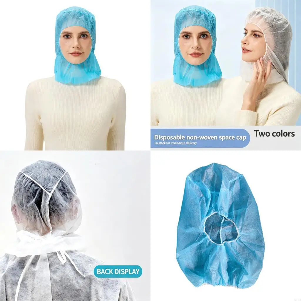 100Pcs Service Hood Disposable Beard Hair Net Full Face Hood Caps Unisex M4YD