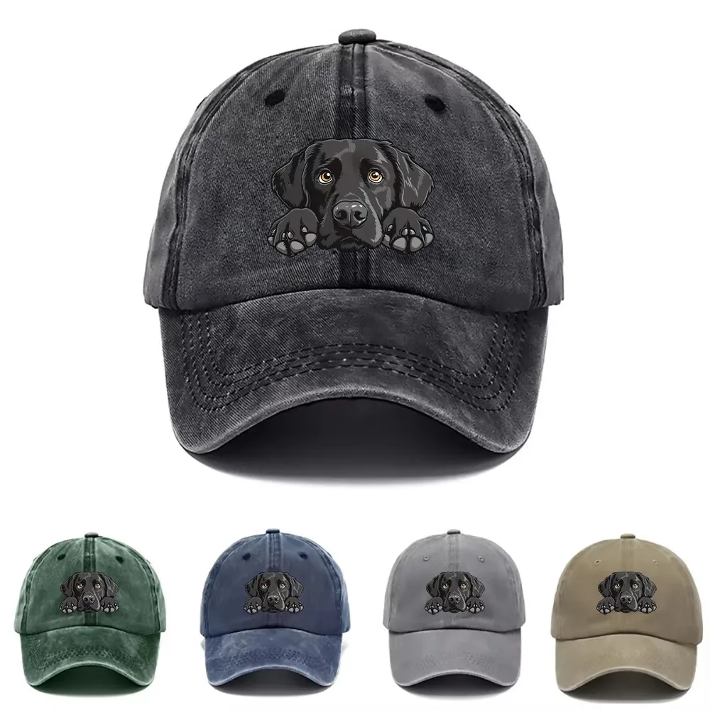New Labrador Print Baseball Cap,Lightweight Breathable Adjustable Snapback Hat with Curved Brim,Washed Look for Outdoor,tralve