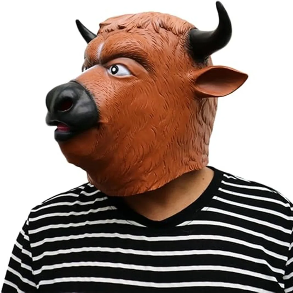 Bullen-Latexmaske Tiermaske Vollkopf-Bullenmaske Halloween-Maske – Detail 5