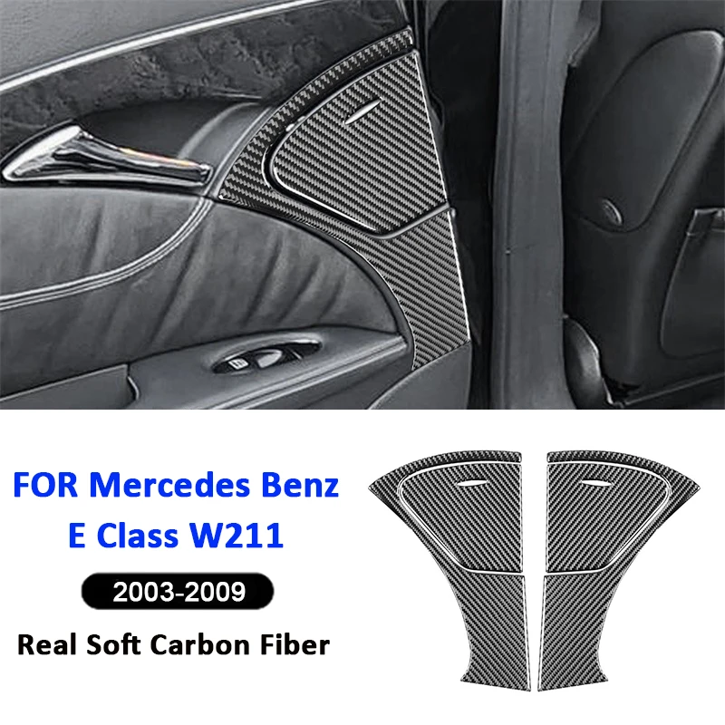 

For Mercedes Benz E Class W211 2003-2007 Soft Carbon Fiber Door Storage Box Panel Cover Decorative Modification Interior Sticker