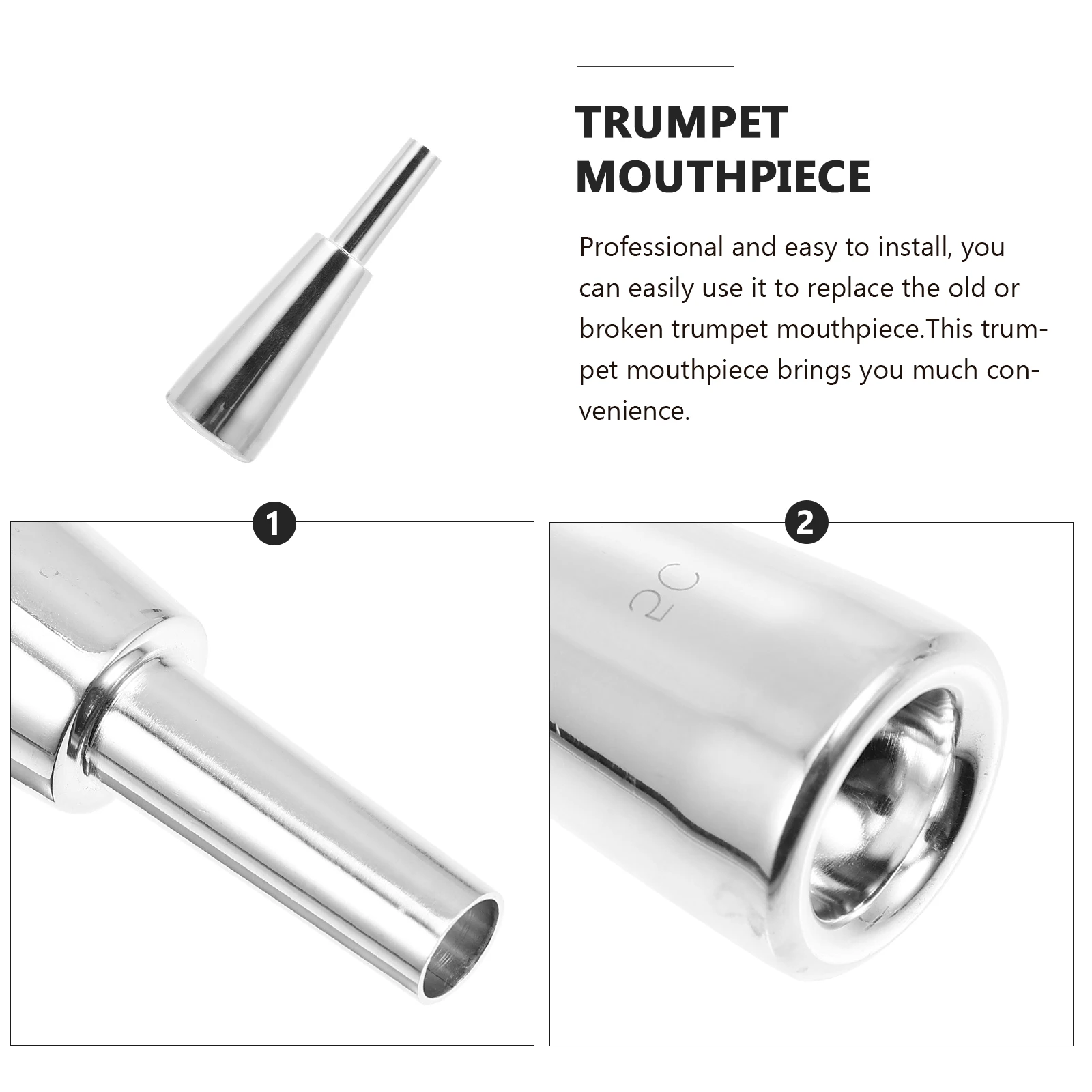 

Professional Trumpet Mouthpiece Durable Silvering Musical Instrument Accessory Replacement For Beginners Students Players