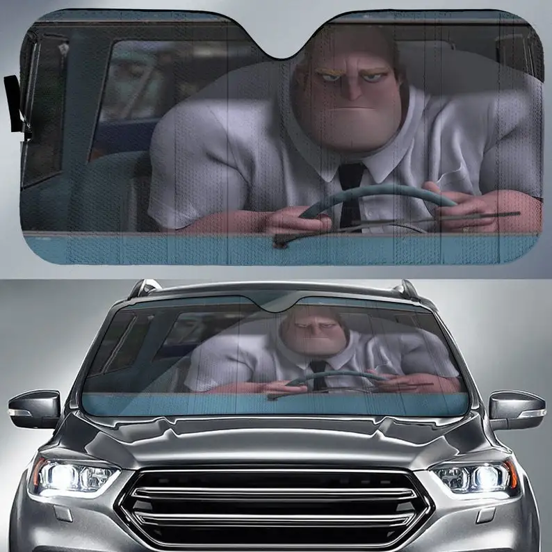 Incredibile Cartoon Robert Bob Parr Mr Incredible In His Car Auto Sun Shade auto Accessories, Sun Shade, Car Sun Shade, Car Wind