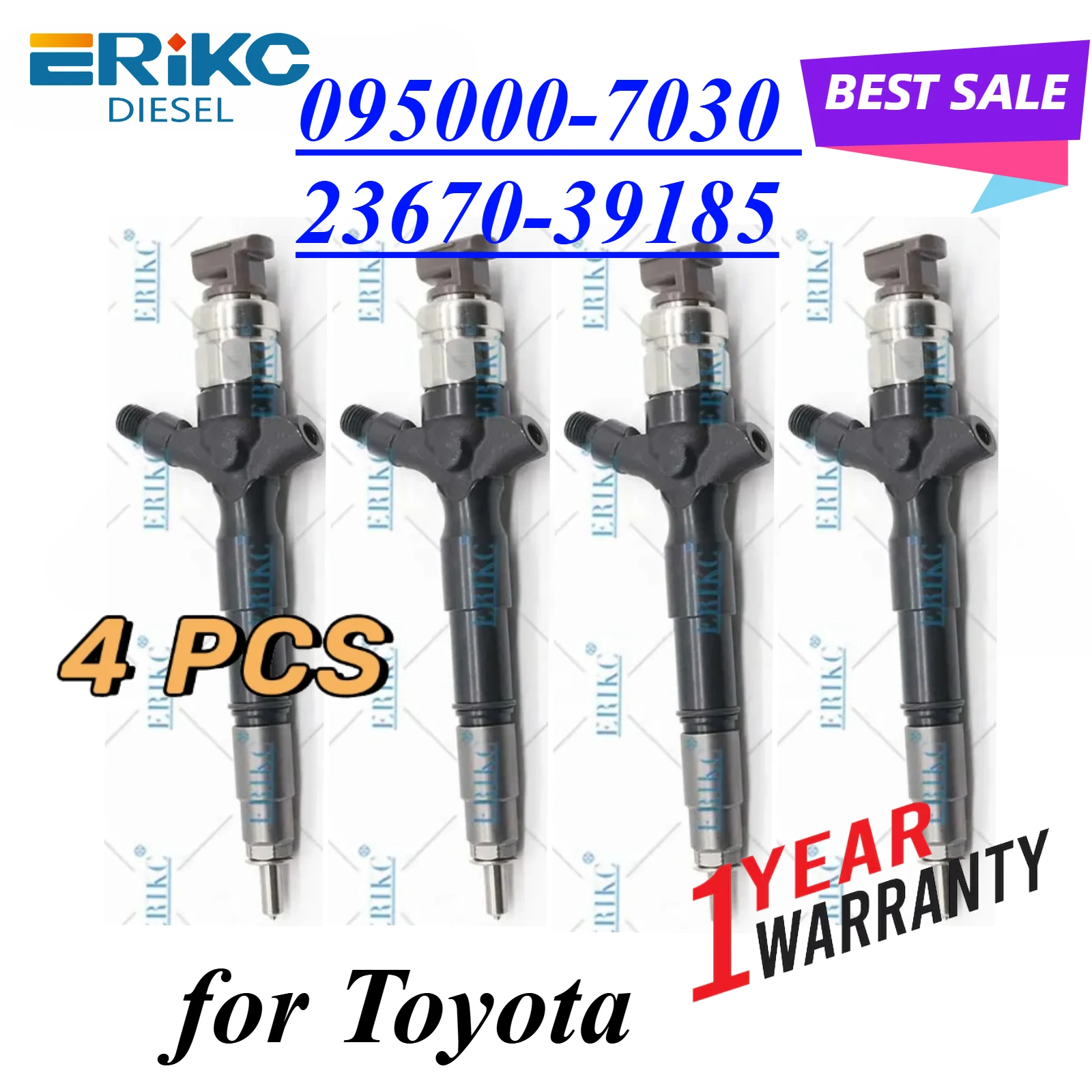 

4PC 095000-7030 095000-7034 Common Rail Injector 23670-39185 Engine Nozzle For Toyota Hilux 2K D-FTV 095000-7031 2367039185
