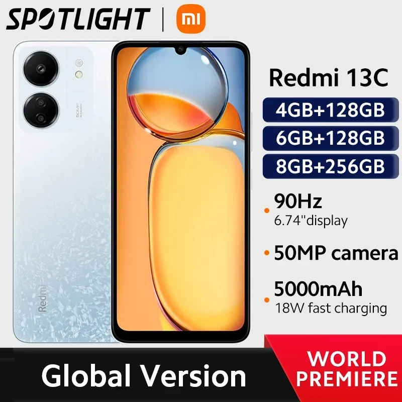 [World Premiere]Global Version Xiaomi Redmi 13C MIUI 14 Smartphone 90Hz 6.74" Display MTK Helio G85 Octacore 50MP Camera 5000mAh