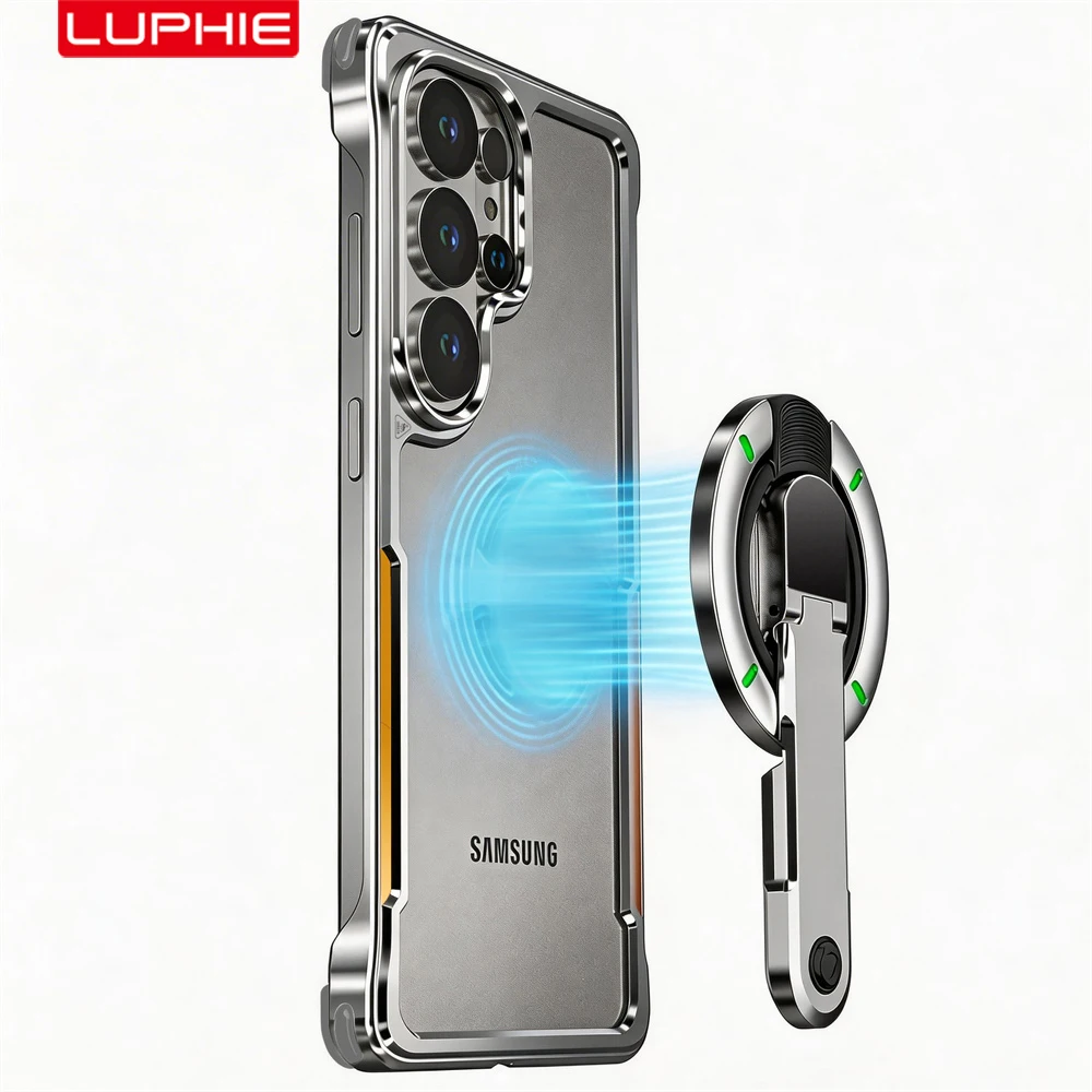 

Металлический бампер LUPHIE для Samsung S26 Ultra: легкий противоударный чехол-накладка с магнитной фиксацией на 360 градусов для Galaxy S26 U ° Держатель