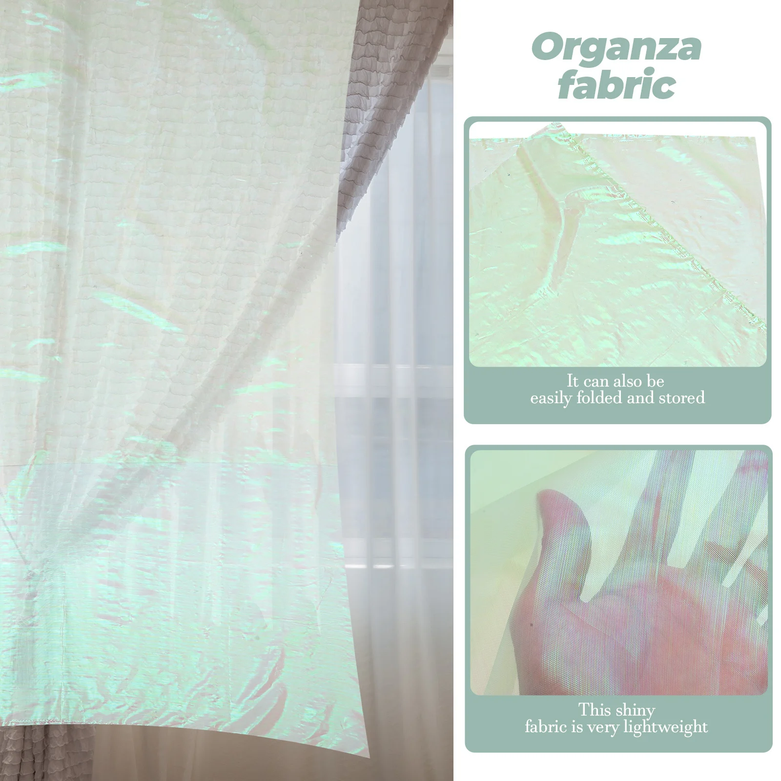 Gradient Organza Lace Fabric Lightweight Iridescent Holographic Gauze For Wedding Dress Decoration Photography Background