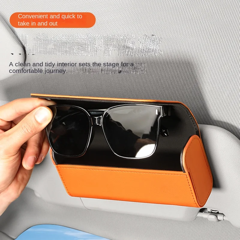 Car Sun Visor Glasses Holder Organizer, Universal Sunglasses Clip & Card Storage Case for Car Interior