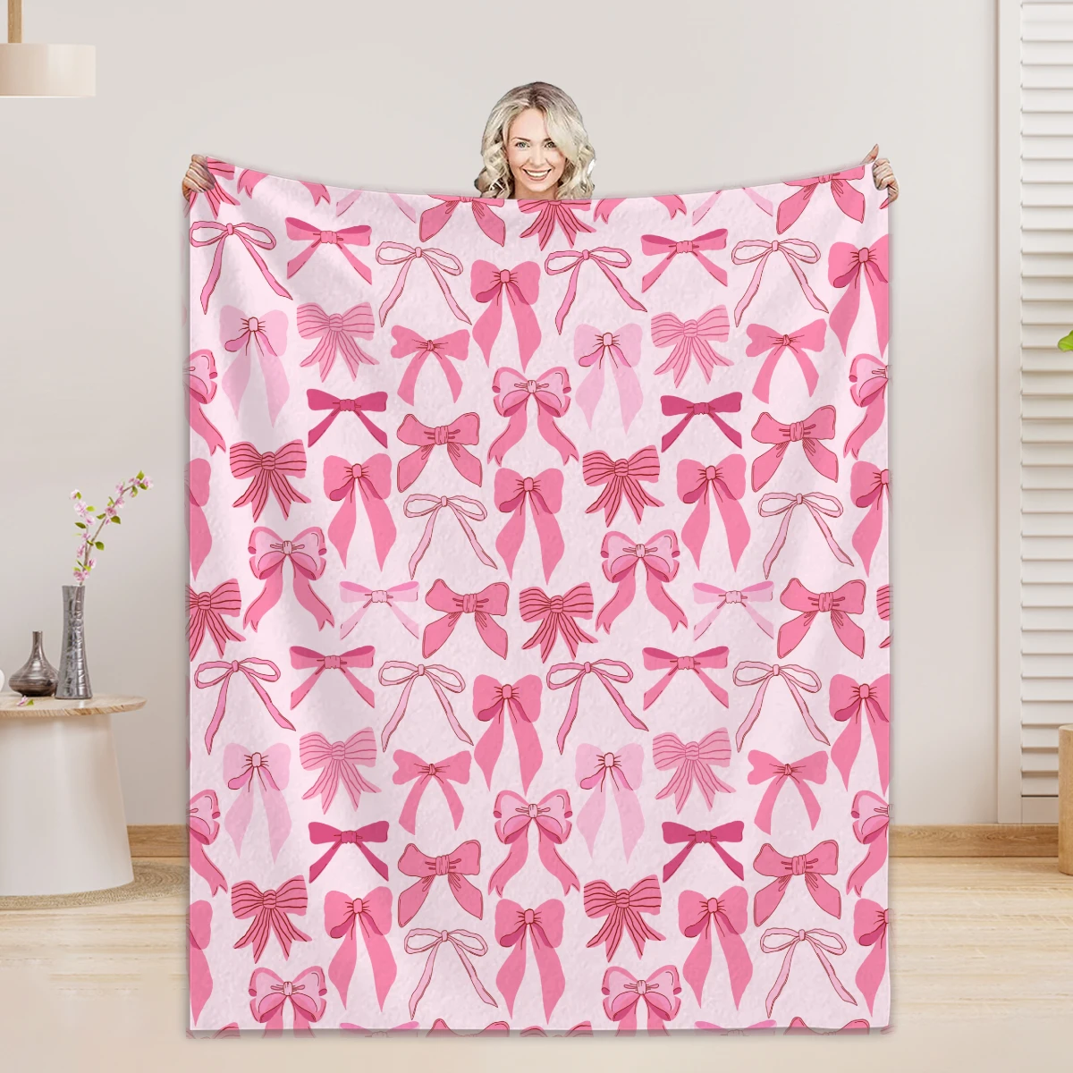 Rosa Schleifendecke, individuelle Bilder mit Fotos, Flanelldecken, Jahrestag, Mutter, Geburtstagsgeschenk, Überwurfdecke, Geschenke für Mama – Detail 4