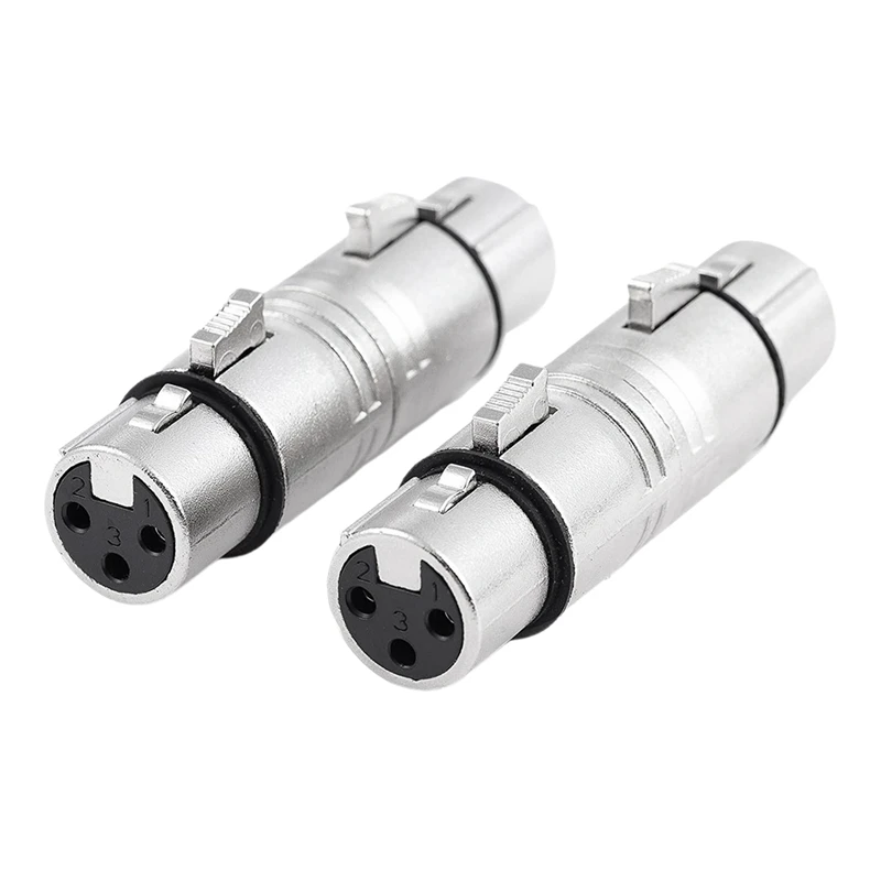 2PCS XLR Female To Female XLR 3 Pin Female To 3 Pin Female Adapter, Gender Changer,Mic Barrel Extension Converter